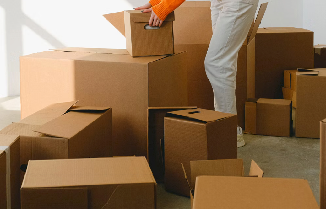 Sorting and packing belongings for a move